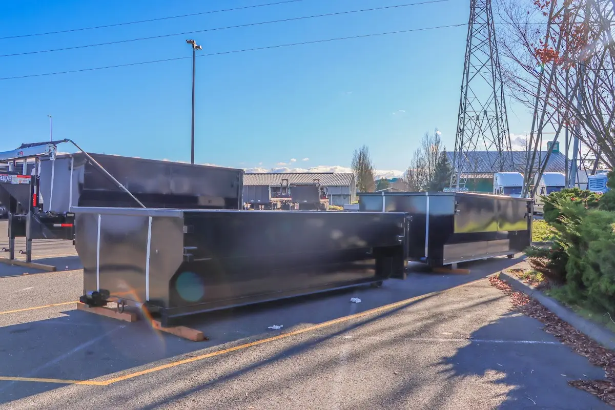 Roll-off dumpster ready for waste disposal at job site for Construction Dumpster Rental in Cedar Mill